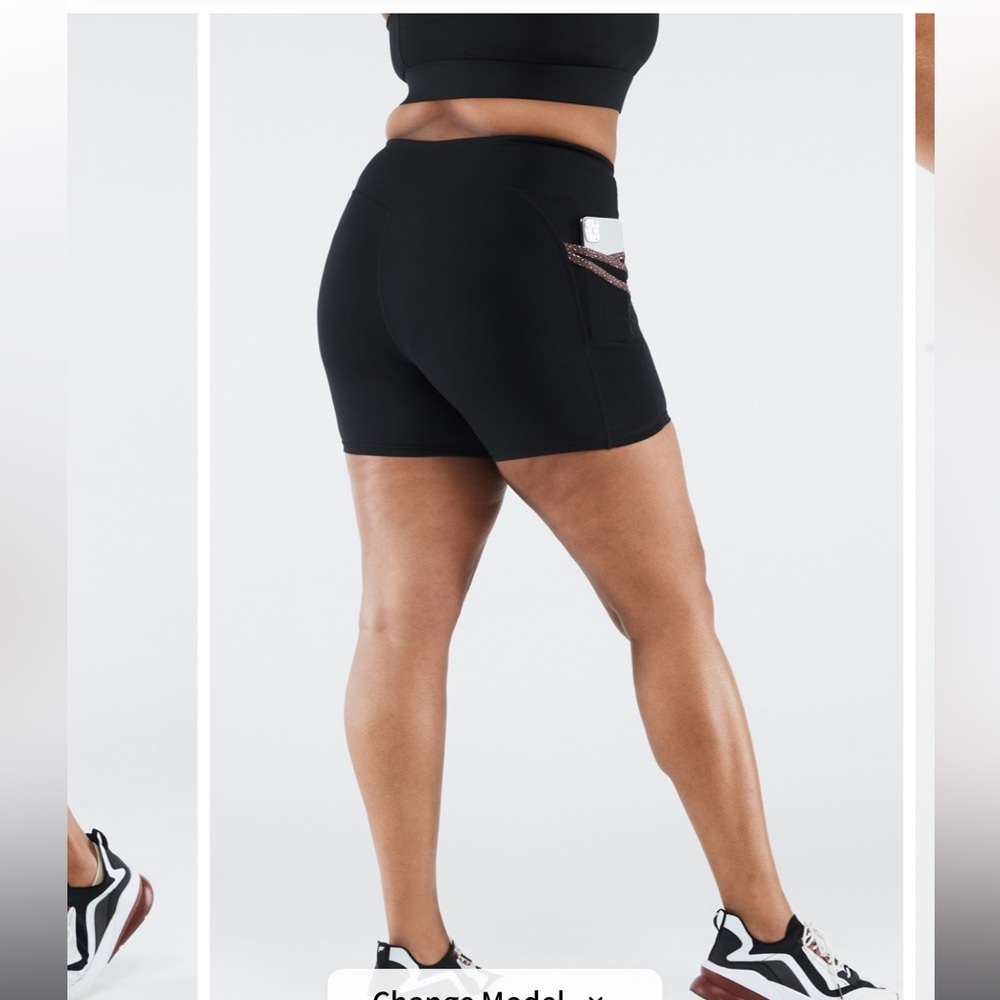 Fabletics Plus Size Trinity Motion 365 Mid Rise 5” Shorts in Black/Micro Leo 3X